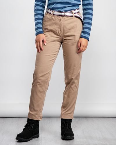 Tommy Hilfiger Dobby Stretch Cotton Pants With Belt - Natural