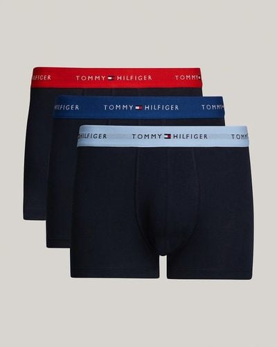 Tommy Hilfiger 3 Pack Color Waistband Trunks - Blue