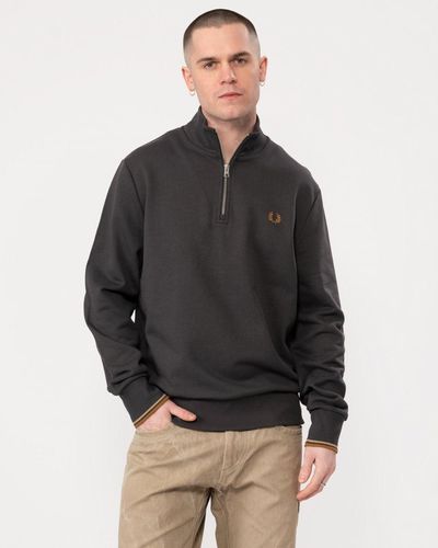 Fred Perry Half Zip Sweatshirt - Grey