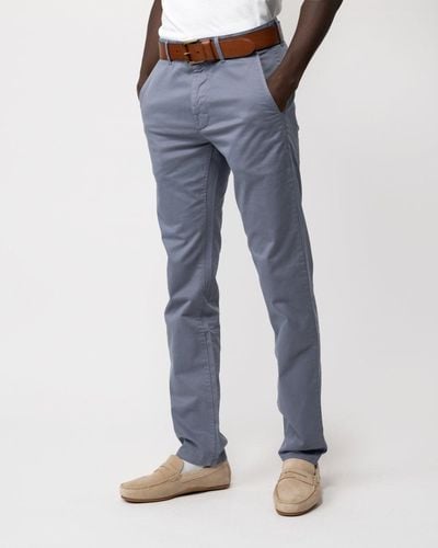 BOSS Slim Fit Chinos In Stretch-cotton Satin - Blue