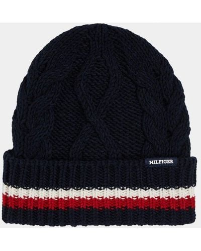 Tommy Hilfiger Monotype Chunky Knit Beanie - Blue