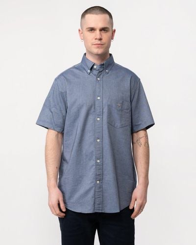 GANT Regular Fit Short Sleeve Oxford Shirt - Blue