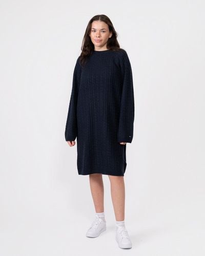 Tommy Hilfiger Cable Knit Sheer Sweater Dress - Blue