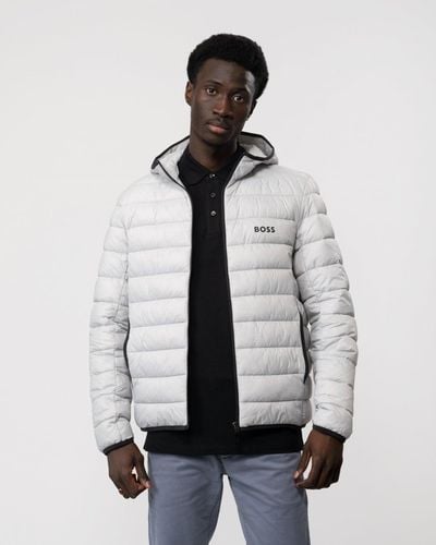 BOSS J Thor Water-repellent Puffer Jacket With Branded Trims - White