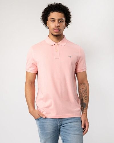 GANT Slim Fit Short Sleeve Shield Logo Pique Polo - Pink