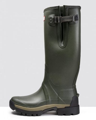 HUNTER Balmoral Side Adjustable 3mm Neo Lined Tech Sole Tall Boot - Green