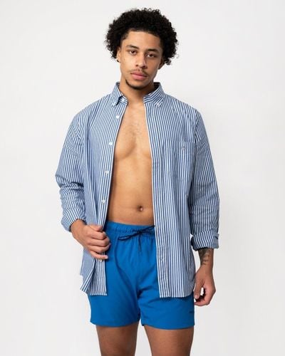 GANT Regular Fit Long Sleeve Poplin Stripe Shirt - Blue