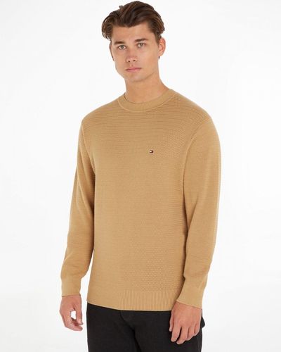 Tommy Hilfiger Interlaced Structure C-neck Sweater - Natural