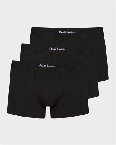 Paul Smith 3 Pack Plain Trunks With Script Logo Waistband - Black