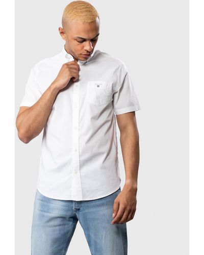GANT Reg Broadcloth Ss Bd Shirt - White