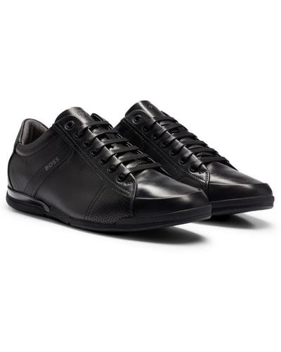 BOSS Saturn Leather Lux Low Profile Sneakers - Black