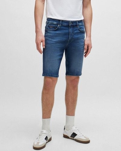 BOSS Delaware Bc-c Slim Fit Shorts In Blue Soft-motion Denim