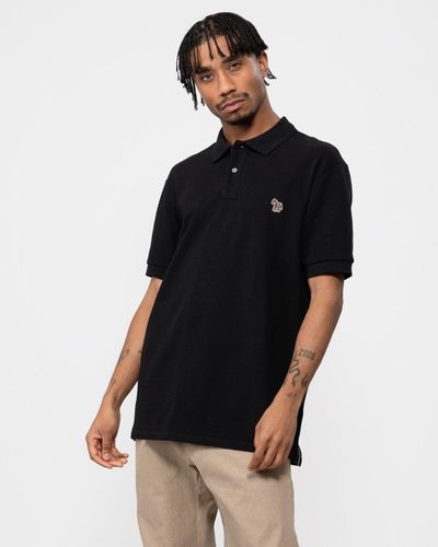 Paul Smith Ps Regular Fit Cotton-piqué Zebra Logo Polo Shirt - Black