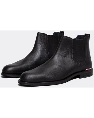 Tommy Hilfiger Core Rwb Hilfiger T Leather Chelsea Boots - Black