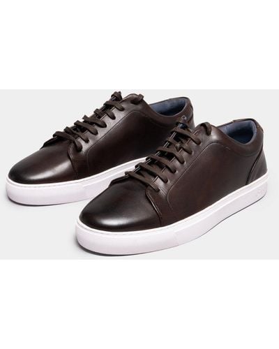 Oliver Sweeney Hayle Antiqued Calf Leather Trainers - Brown