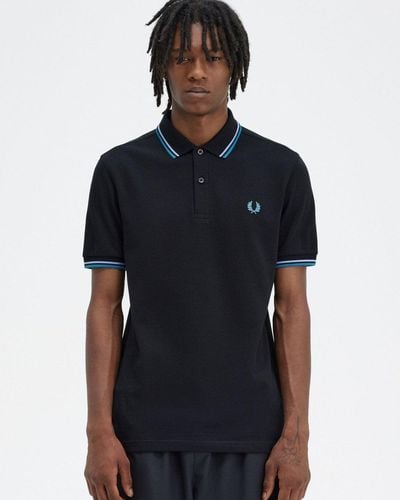 Fred Perry Twin Tipped Signature Polo Shirt - Blue