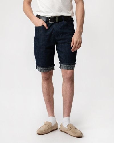 Armani Exchange Cuffed Denim Shorts - Blue