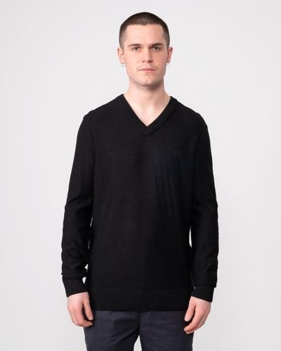 BOSS Avac V-neck Sweater - Black