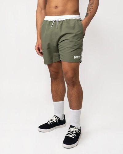 BOSS Starfish Quick-dry Swim Shorts With Contrast Details - Green