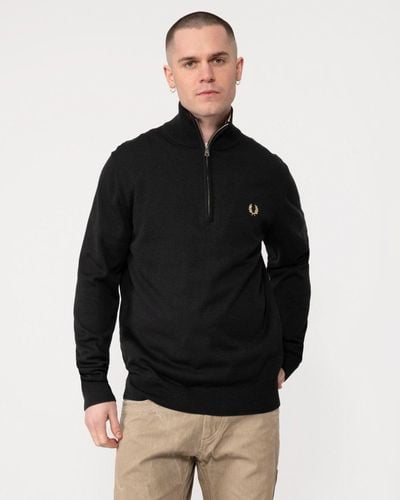 Fred Perry Classic Half Zip Sweater - Black