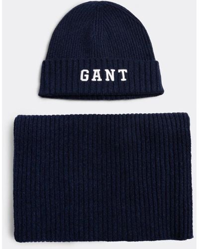 GANT Beanie & Scarf Gift Set - Blue