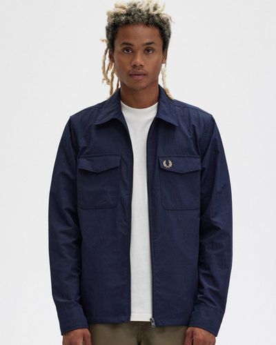 Fred Perry Zip Overshirt - Blue