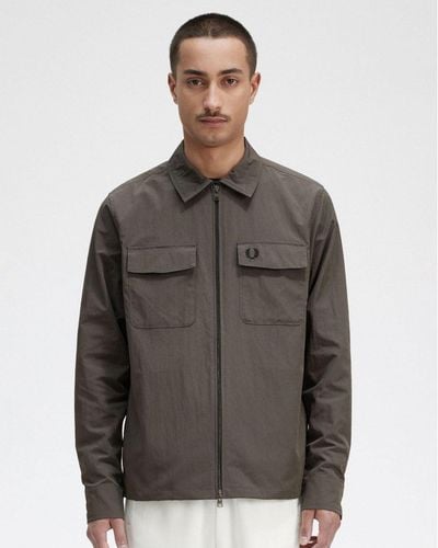 Fred Perry Zip Overshirt - Brown