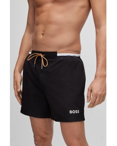 BOSS Isle Ripstop-fabric Swim Shorts With Contrast Logo - Multicolor