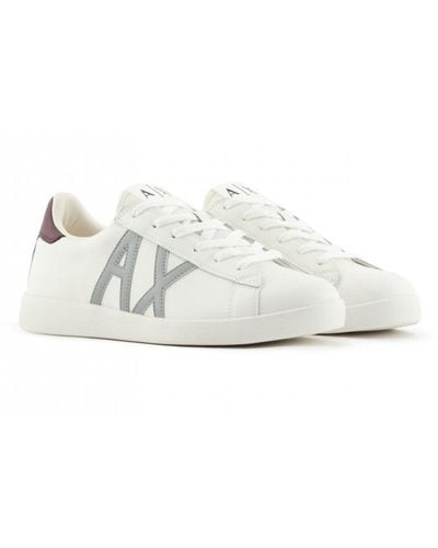 Armani Exchange Ax Logo Perforated Leather Trainers - White