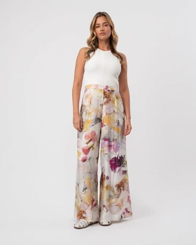 Ted Baker Tirsso Floral Wide Leg Jumpsuit With Knit Bodice - Natural