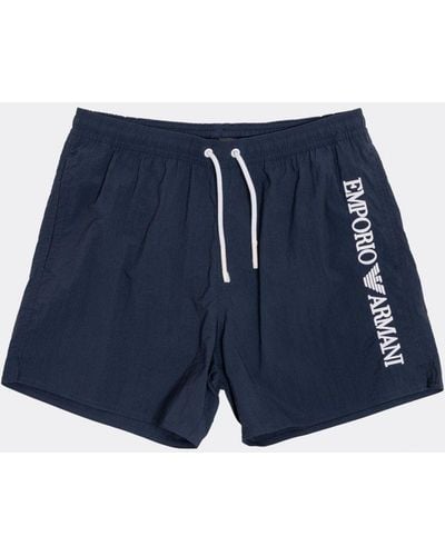 Emporio Armani Side Logo Woven Swim Shorts - Blue