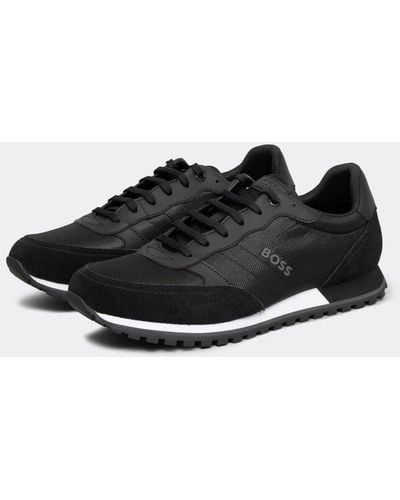 BOSS Parkour L Running Style Sneakers In Mixed Materials With Logo Details Nos - Black