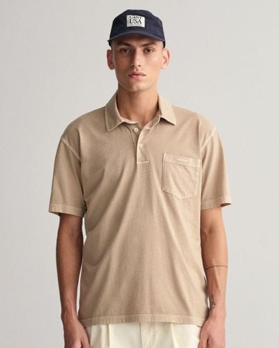 GANT Solid Sunfaded Jersey Short Sleeve Rugger - Brown