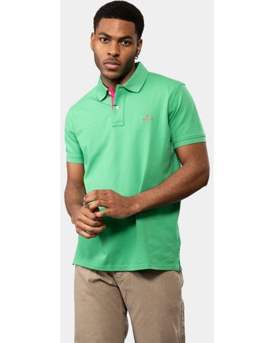 GANT Contrast Collar Pique Short Sleeve Rugger - Green