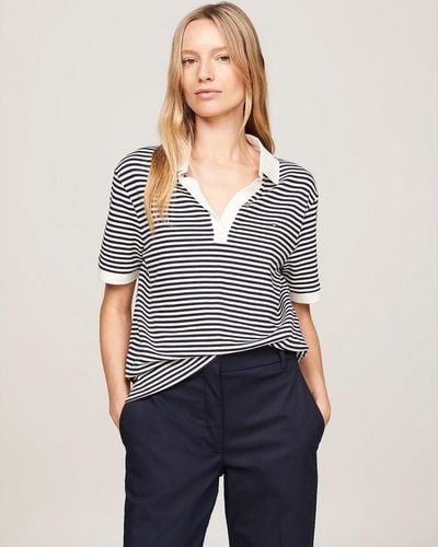 Tommy Hilfiger Relax Open Placket Lyocell Polo - Blue