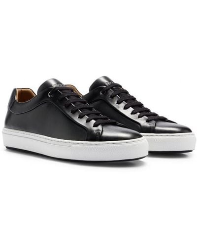 BOSS Mirage Tennis-style Leather Trainers With Tonal Branding Nos - Black