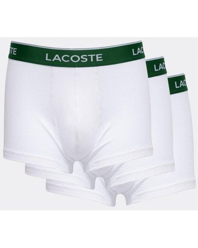 Lacoste Pack Of 3 Casual Cotton Stretch Boxer Trunks - White