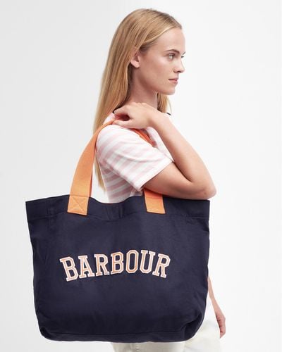 Barbour Logo Holiday Tote Bag - Blue
