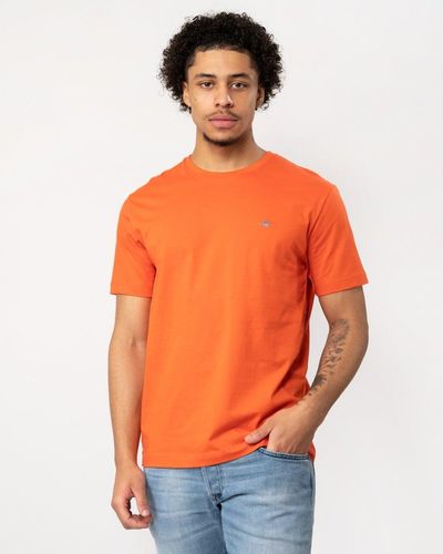 GANT Regular Fit Short Sleeve Shield Logo - Orange