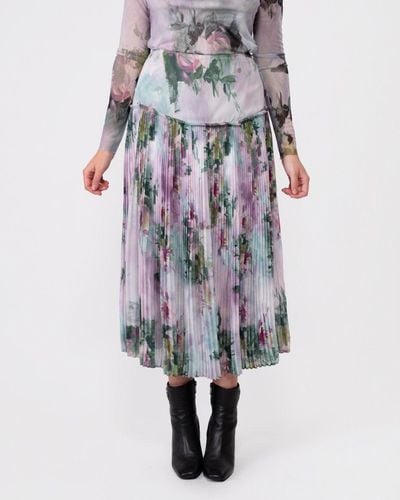 Ted Baker Meliya Printed Pleated Skirt - Gray