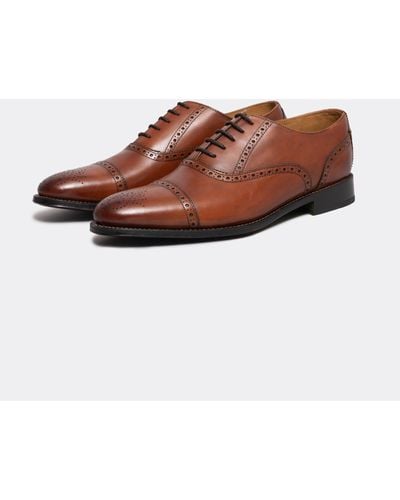 Oliver Sweeney Moycullen Antiqued Calf Leather Semi Brogue Shoes - Red