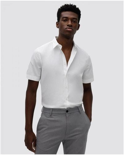 HUGO Ebor Relaxed Fit Stretch Cotton Shirt - Grey
