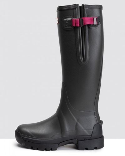 HUNTER Balmoral Side Adjustable 3mm Neo Lined Tech Sole Tall Boot - Black