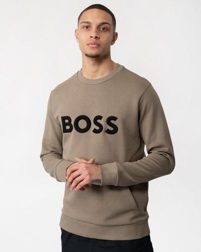 BOSS Salbo 1 Cotton Blend Sweatshirt With 3d-moulded Logo - Brown
