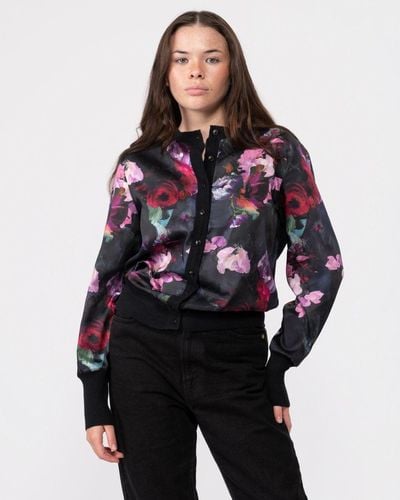 Ted Baker Abbalee Printed Woven Front Cardigan - Black