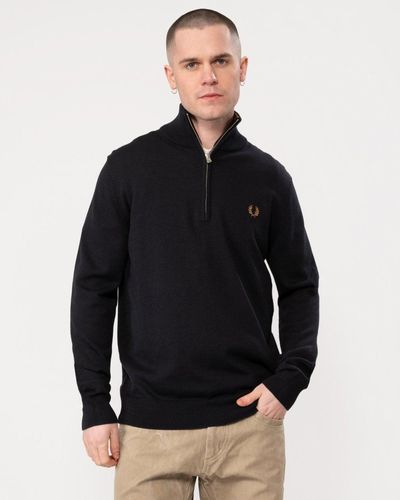 Fred Perry Classic Half Zip Jumper - Black