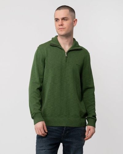 GANT Cotton Flamme Half Zip Sweater - Green