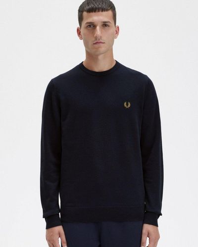 Fred Perry Classic Crew Neck Jumper Nos - Blue