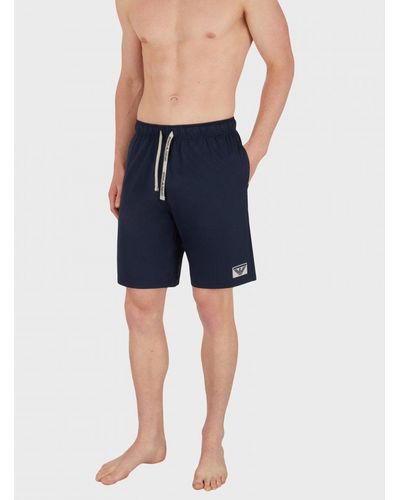 Emporio Armani Logo Tape Loungewear Shorts - Blue