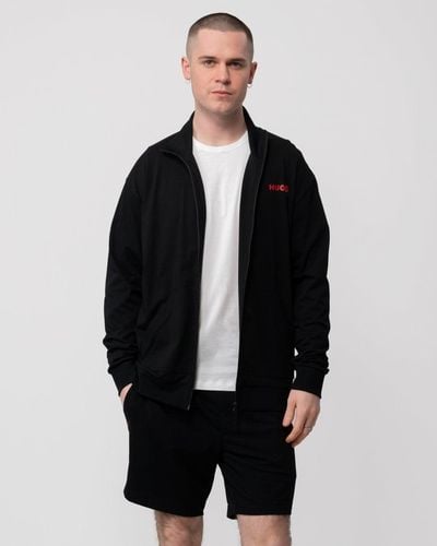 HUGO Linked Full Zip Loungewear Sweatshirt - Black